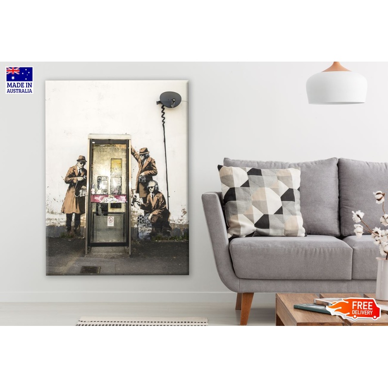 People Near Phone Booth Wall Art Print 100% Australian Made