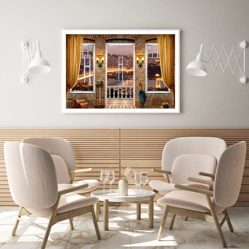 Stunning City Night Window View Scenery Photograph Home Decor Premium Quality Poster Print Choose Your Sizes