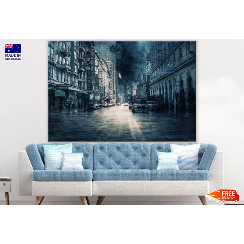 Vehicles on City Smudge Art Print 100% Australian Made