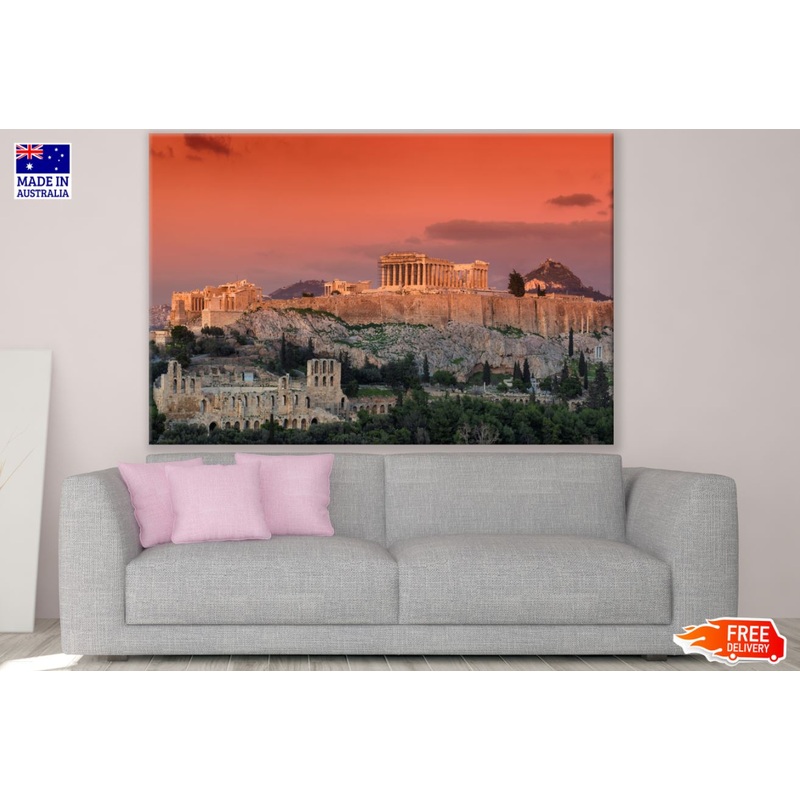 Ancient Buildings Sunset Scenery Print 100% Australian Made