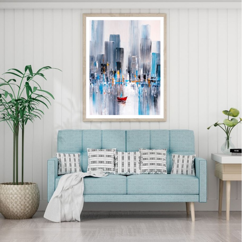 Boat & City Watercolor Painting Home Decor Premium Quality Poster Print Choose Your Sizes
