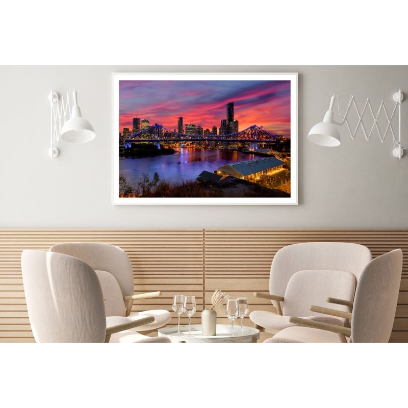 Bridge Over River & City View Home Decor Premium Quality Poster Print Choose Your Sizes