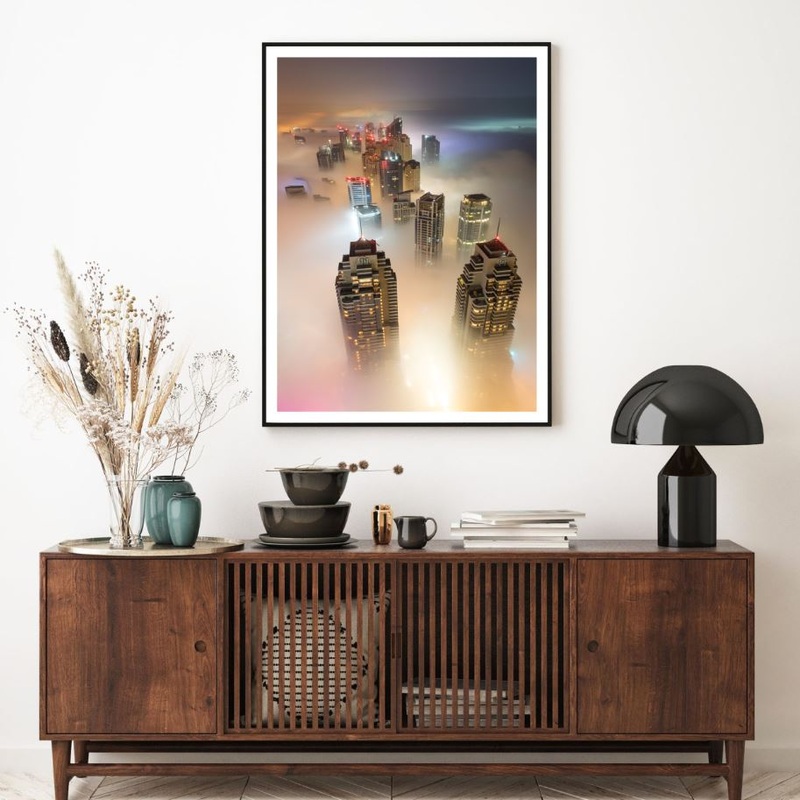Misty City Sky View Photograph Home Decor Premium Quality Poster Print Choose Your Sizes
