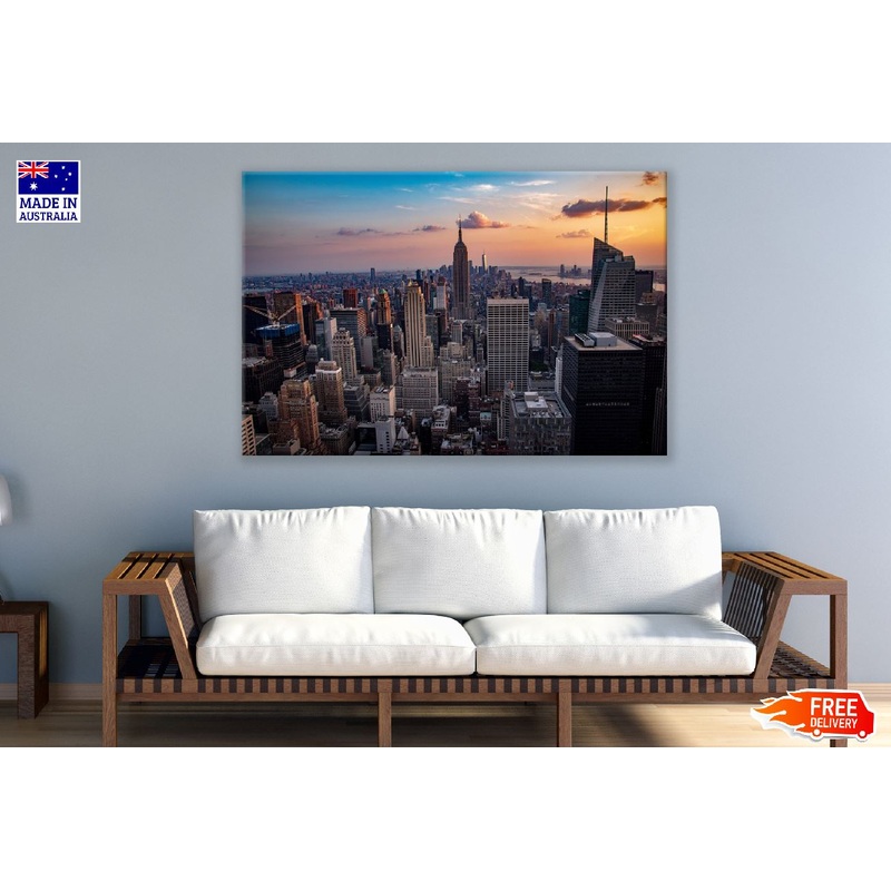 New York City with Skyscrapers Sunset Photograph Print 100% Australian Made