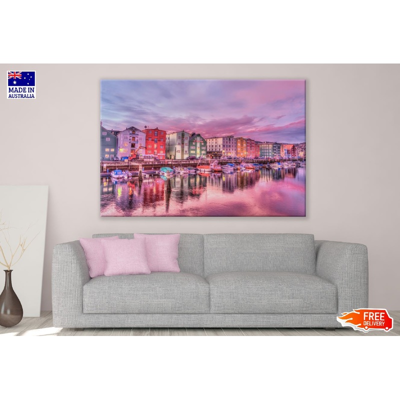 Norway Pink Color Cityscape Photograph Print 100% Australian Made