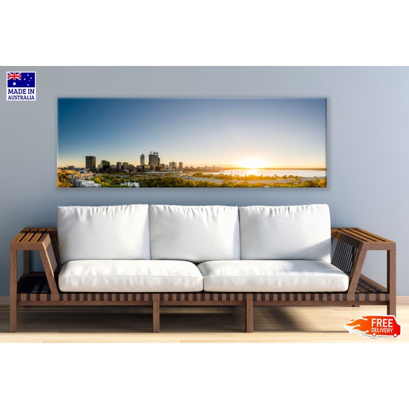 Panoramic Canvas City & Sunset Scenic High Quality 100% Australian Made Wall Canvas Print Ready to Hang