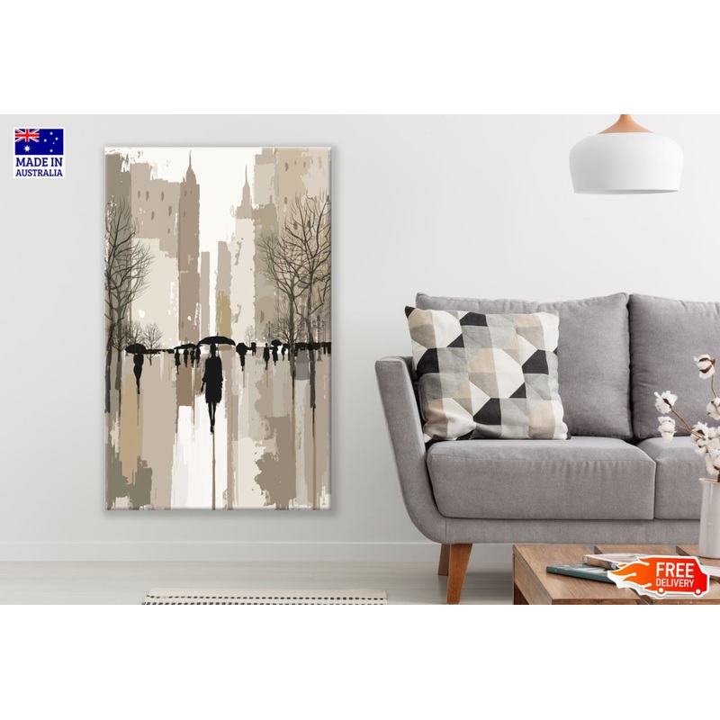 People in City Watercolor Paint Print 100% Australian Made