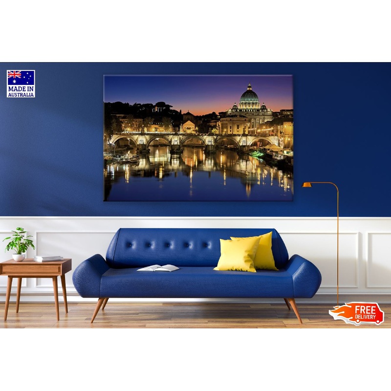 Saint Peter's Square Rome Night View Photograph Print 100% Australian Made