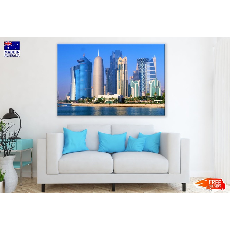 Skyscrapers in Dubai Marina, UAE Aerial View Print 100% Australian Made