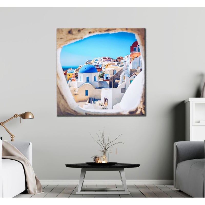 Square Canvas Cityscape of Santorini Houses High Quality Print 100% Australian Made