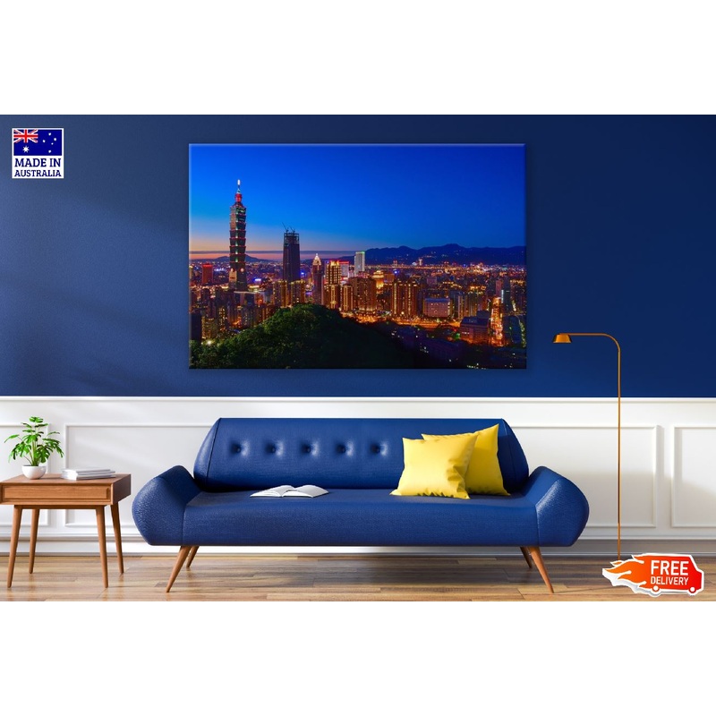 Taipei Cityscape Night View Taiwan Print 100% Australian Made