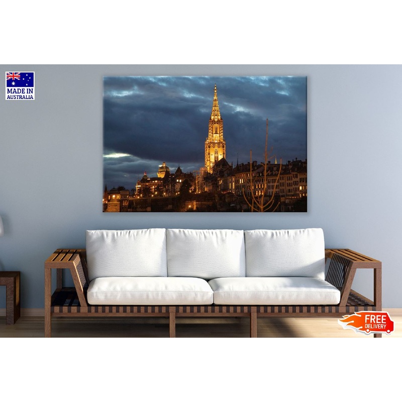 Berner Mnster Night View Photograph Switzerland Print 100% Australian Made