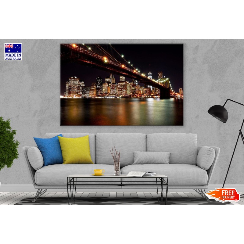 Brooklyn Bridge &  New York City, Night View Photograph Print 100% Australian Made