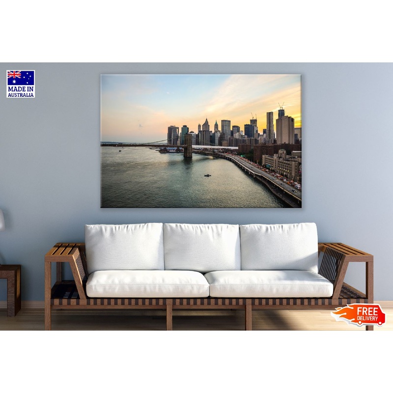 Brooklyn Bridge &  New York City, Sunset Photograph Print 100% Australian Made