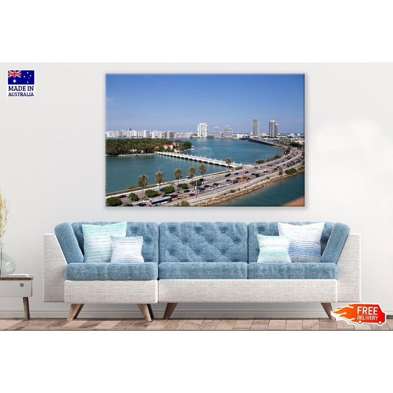 Miami City Ponte Beach USA Skyline Photograph Print 100% Australian Made