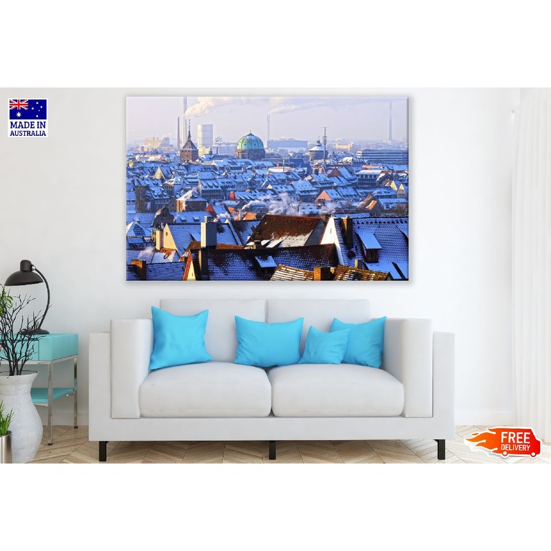 Nuremberg City Snow Coverd Roof, Germany Photograph Print 100% Australian Made