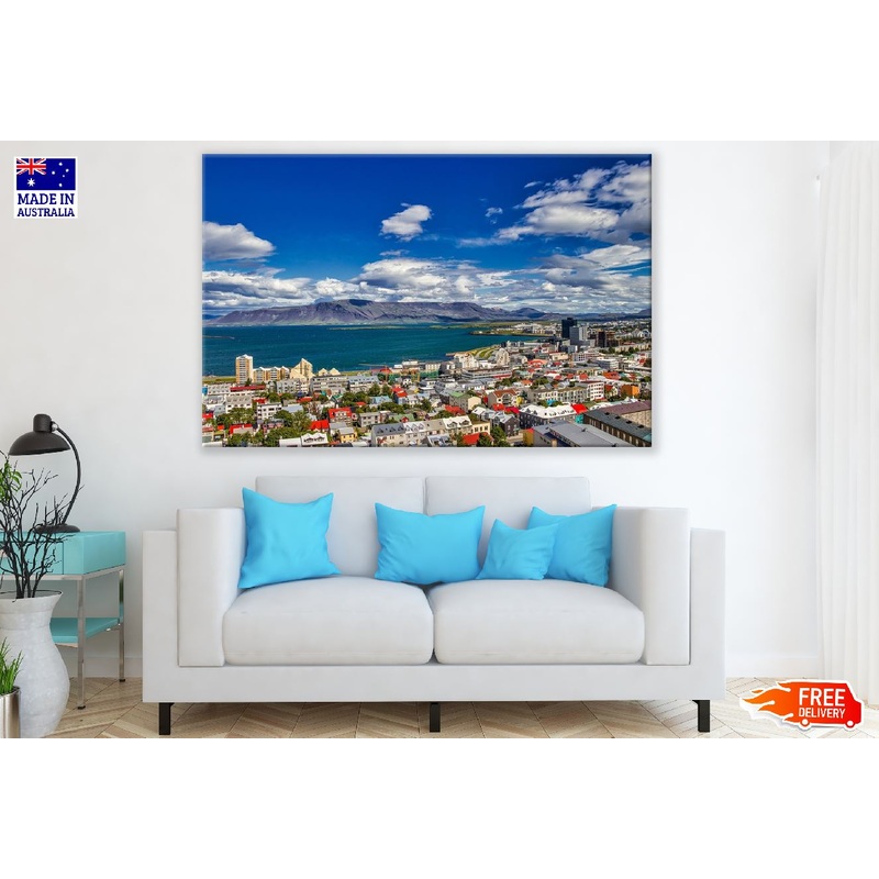 Reykjavik, Iceland & Mountains Photograph Print 100% Australian Made