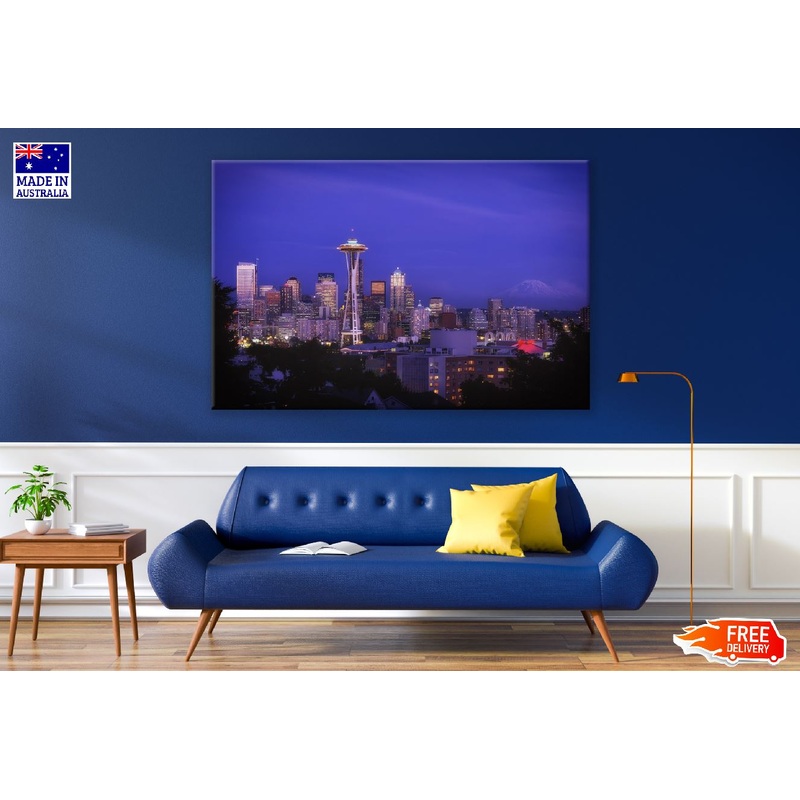Seattle, Washington Night View Photograph Print 100% Australian Made