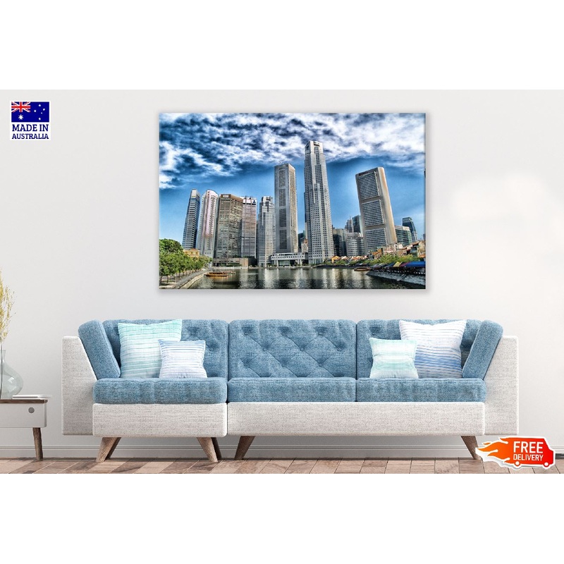 Singapore River with Modern Skyscrapers Photograph Print 100% Australian Made