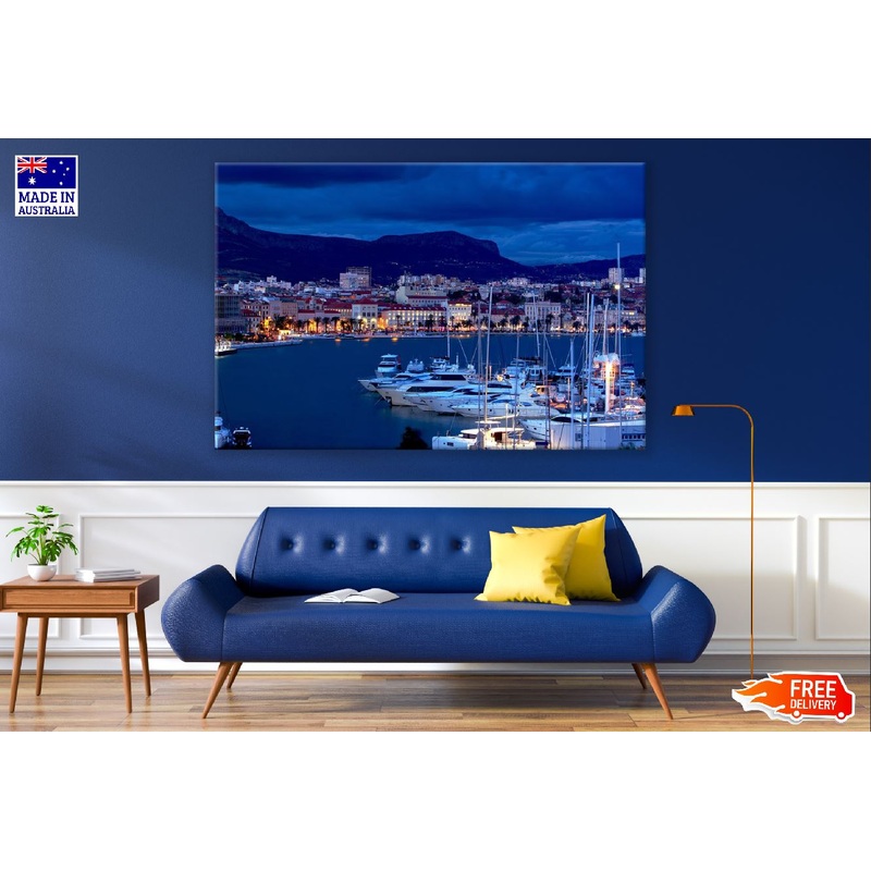 Split City in Croatia Night view Photograph Print 100% Australian Made