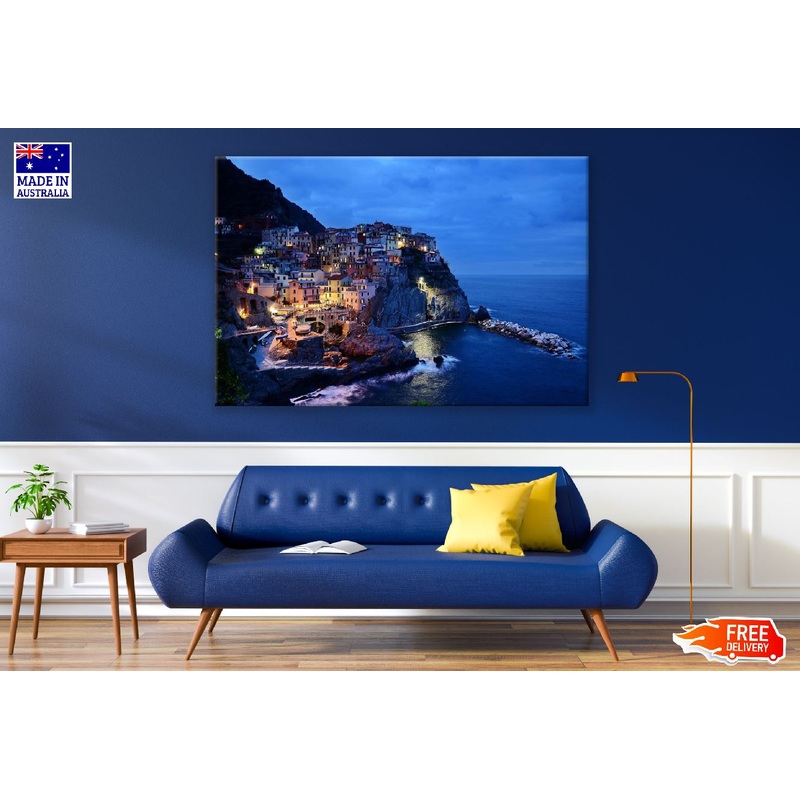Town of Manarola at Cinque Terre, Italy Night View Print 100% Australian Made