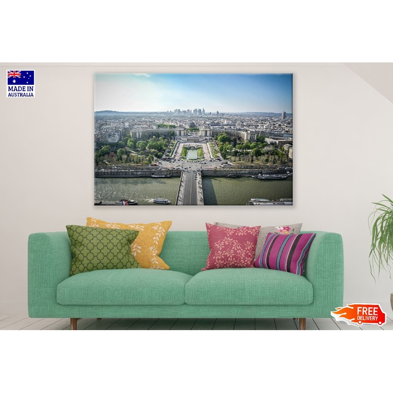 Trocadro Gardens Paris Aerial Photograph Print 100% Australian Made