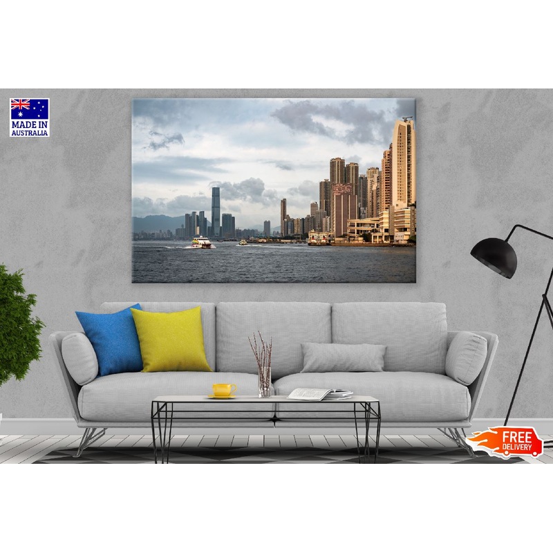Victoria Harbour Sea Ship & Cityscape, Hong Kong Photograph Print 100% Australian Made