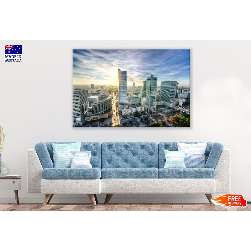 Warsaw Skyline Poland, Aerial Photograph Print 100% Australian Made