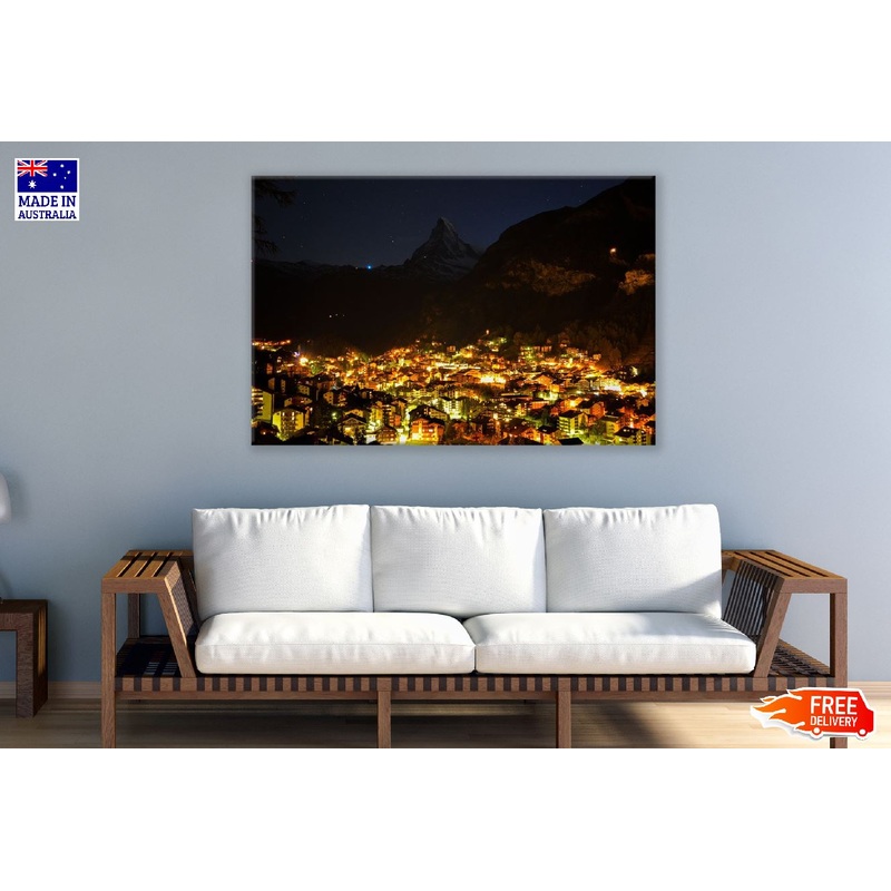 Zermatt, Switzerland Night View Photograph Print 100% Australian Made