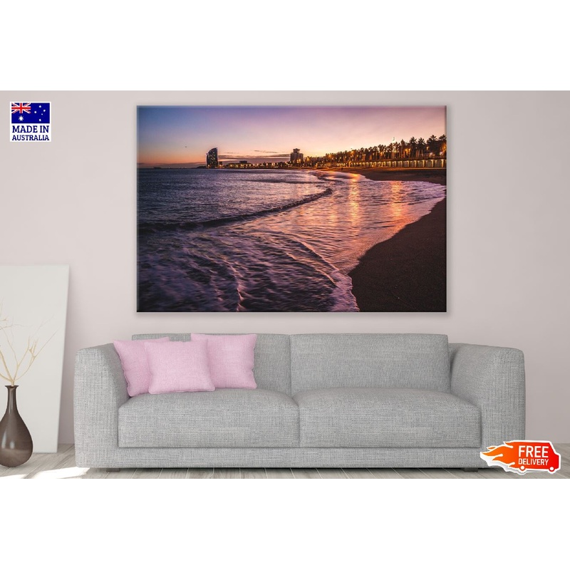 Barcelona City Beach View Sunset Photograph Print 100% Australian Made