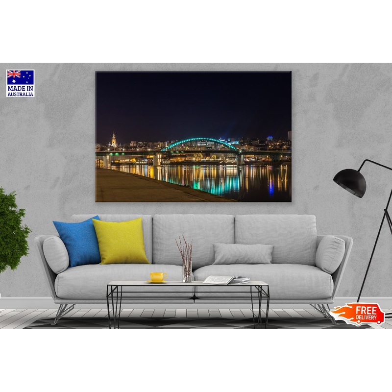 Belgrade Bridge Night View Photograph, Serbia Print 100% Australian Made