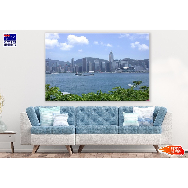 Boat and City view Hong Kong, China Photograph Print 100% Australian Made