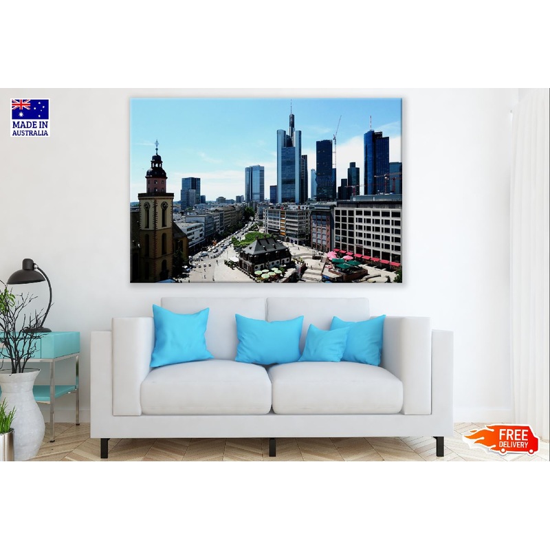 Main Tower Aerial View Photograph, Frankfurt, Germany Print 100% Australian Made