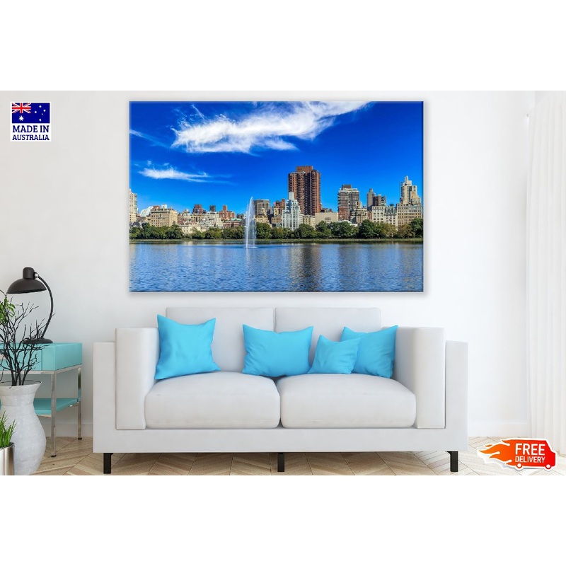 New York Skyline Reflected in Central Park Lake Photograph Print 100% Australian Made