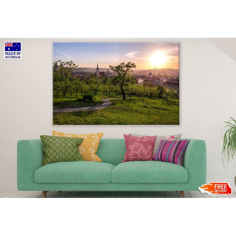 Prague City view from Garden Sunset Photograph Print 100% Australian Made