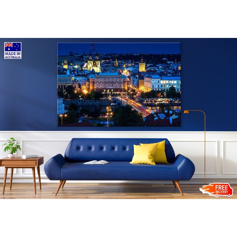 Prague Jarmark City Night View Photograph Print 100% Australian Made
