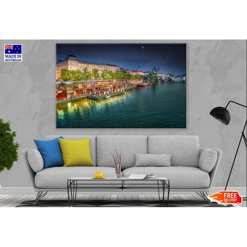 Prague Marina Ristorante Night View Photograph Print 100% Australian Made