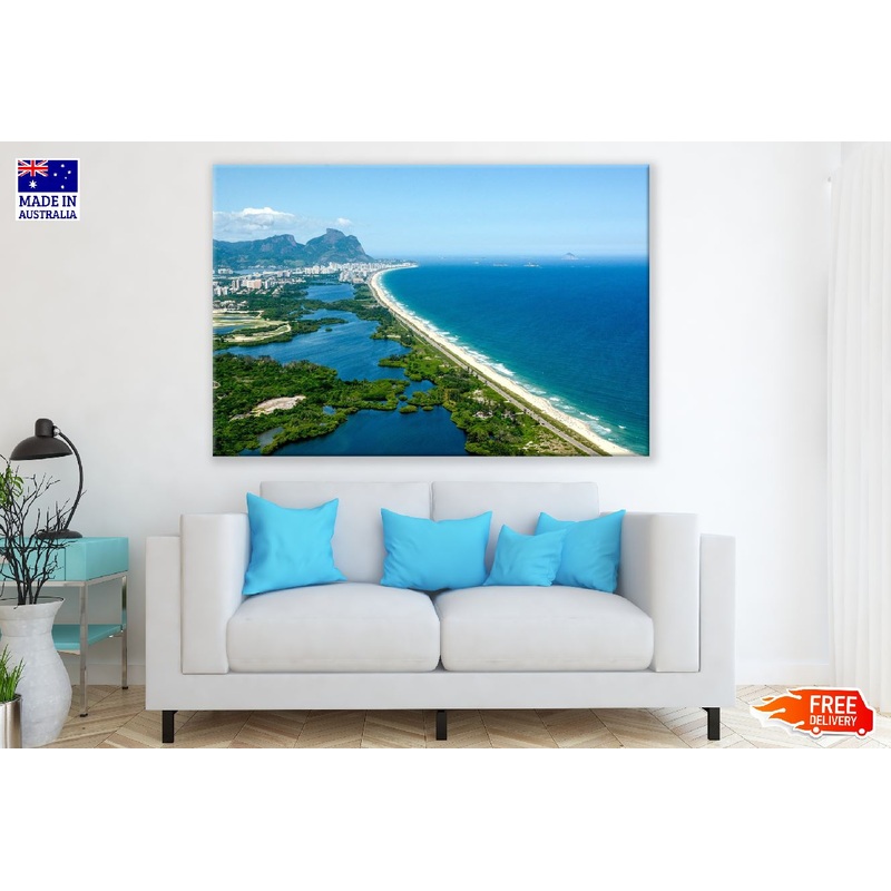 Rio de Janeiro & Sea Aerial View  Photograph Print 100% Australian Made