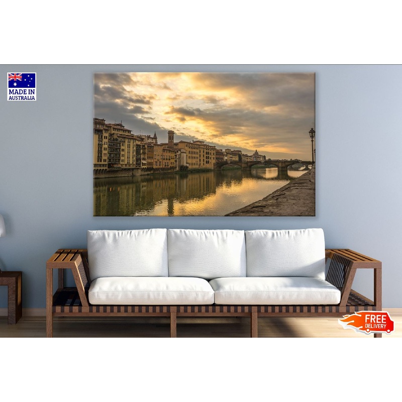 Saone River, Passerelle, St Georges Church Sunset Photograph Print 100% Australian Made