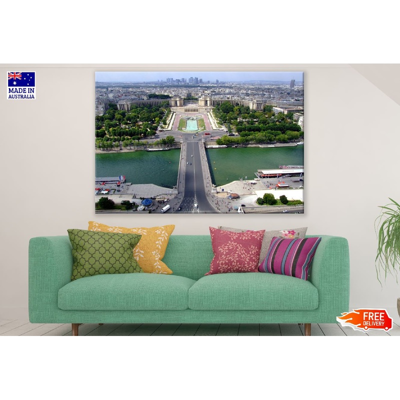 Trocadro Gardens Aerial View Photograph, Paris Print 100% Australian Made