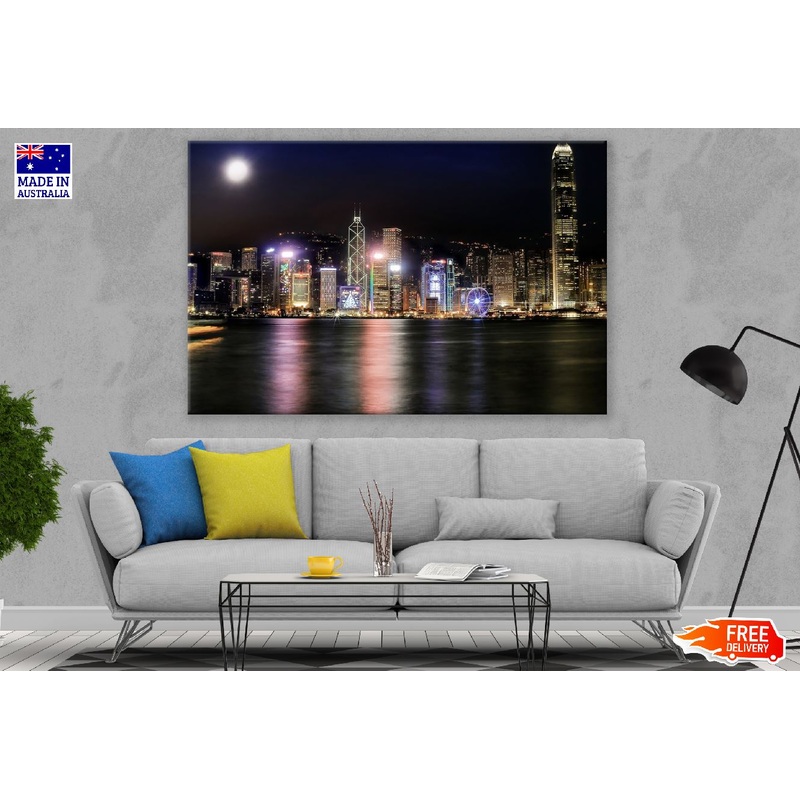 Victoria Harbour Night View Photograph, Hong kong Print 100% Australian Made