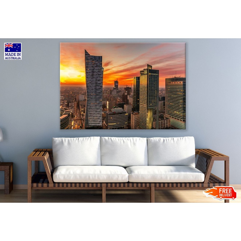 Warsaw Downtown, Poland Sunset Photograph Print 100% Australian Made