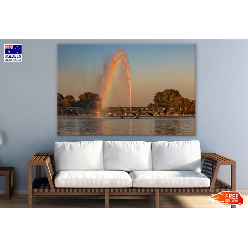 Alster Fountain Hamburg Sunset View Photograph Print 100% Australian Made