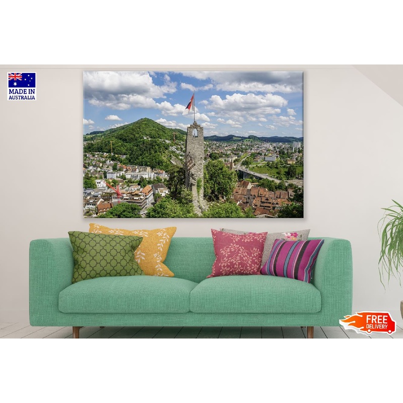 Baden Town in Switzerland Aerial View Photograph Print 100% Australian Made