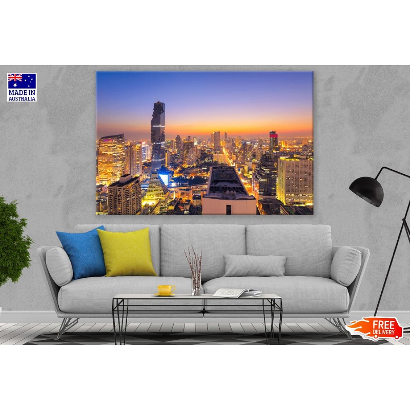Bangkok Cityscape Night View Photograph, Thailand Print 100% Australian Made