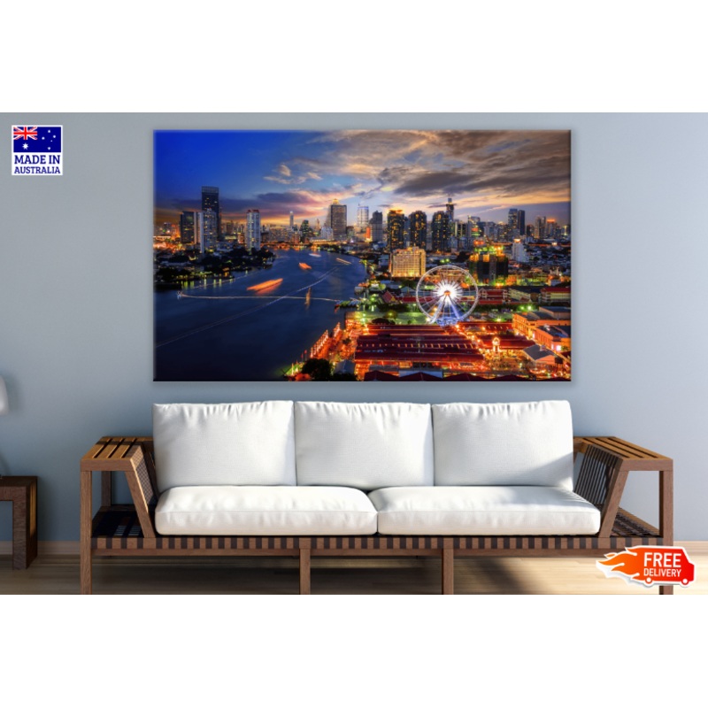 Bangkok Cityscape Night View Print 100% Australian Made