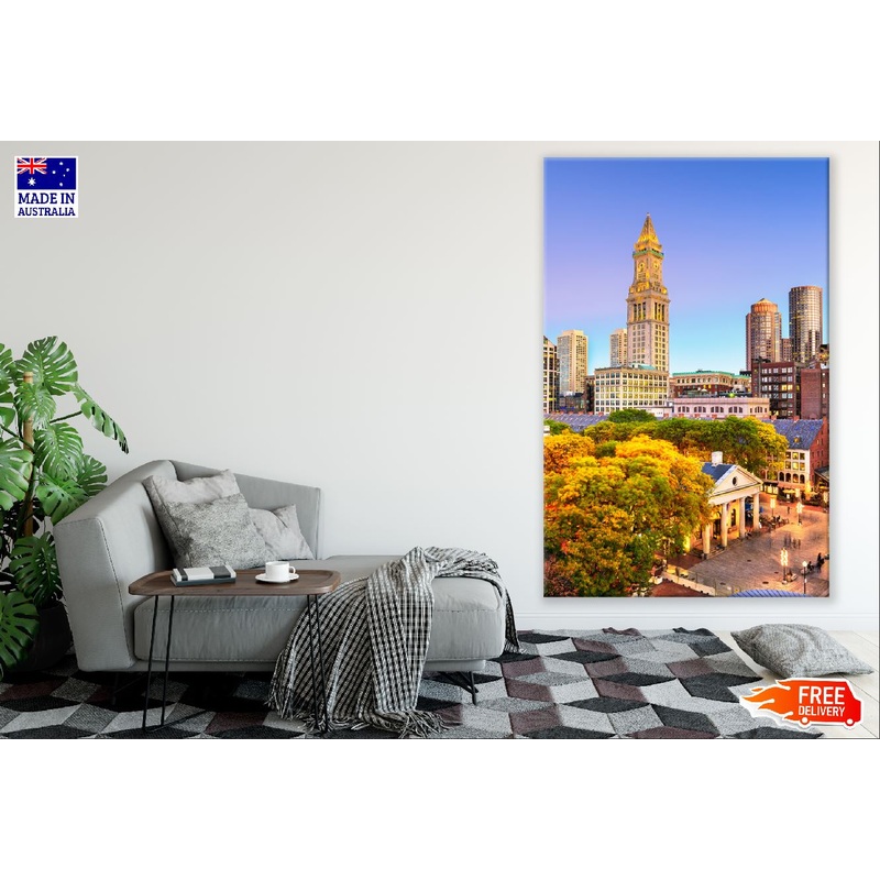 Boston City View Sunset Photograph, Massachusetts, USA Print 100% Australian Made