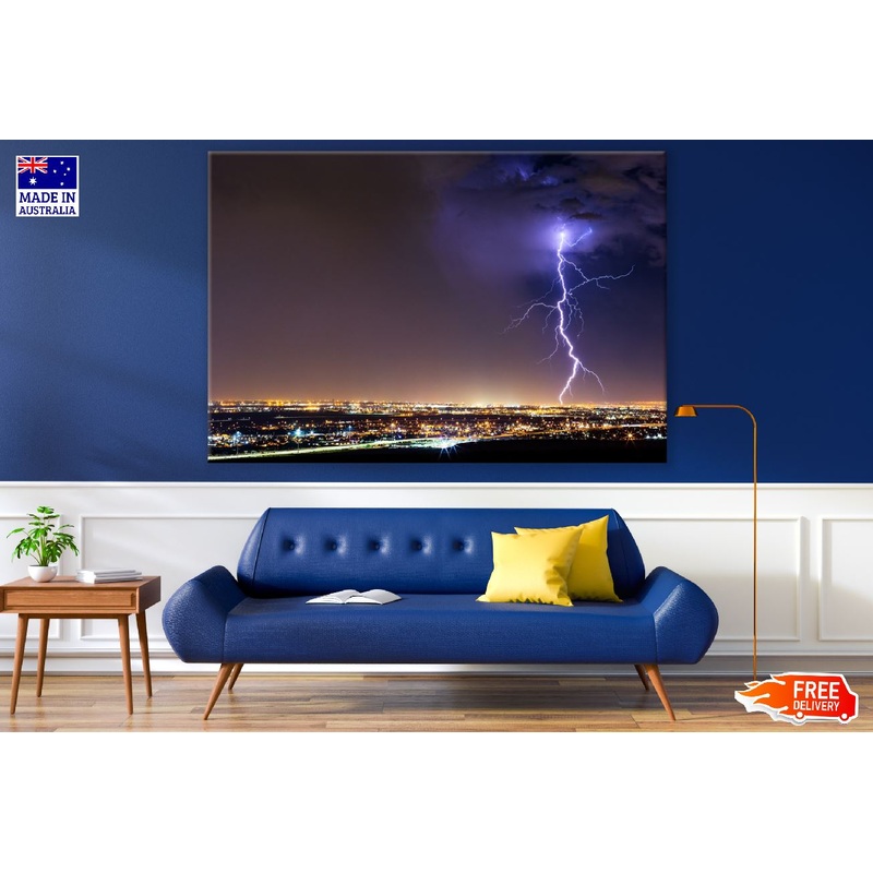 Lighting on City Night View Photograph Print 100% Australian Made