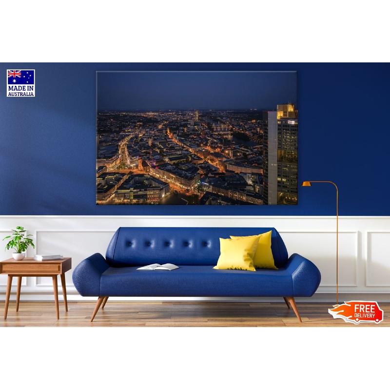 Maintower Night View Photograph Frankfurt, Germany Print 100% Australian Made