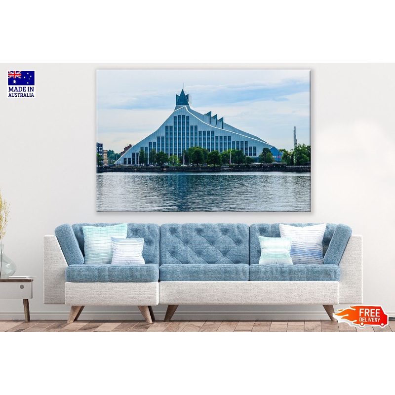 National Library of Latvia Lake View Photograph Print 100% Australian Made